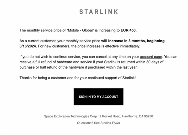 漲幅100%！SpaceX上調星鏈月費：速度媲美4G 貴3500元+