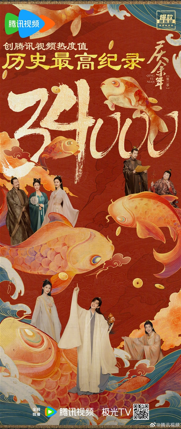 《慶余年2》彈幕互動量破億！熱度破34000：創騰訊視頻歷史最高記錄