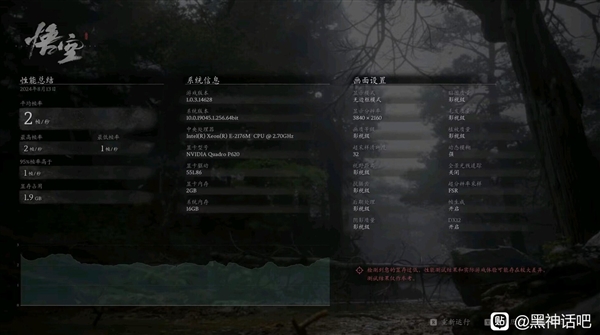 玩家曬《黑神話：悟空》2幀跑分截圖 網友銳評：為什么用磚頭測