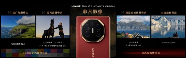 華為Mate XT影像公布：5000萬像素主攝、支持十檔可變光圈