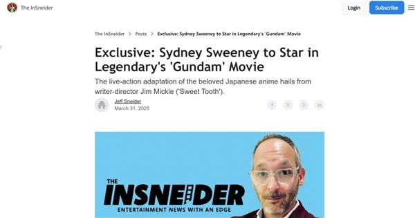 性感女星西德妮有望主演《機動戰士高達》真人電影