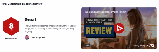 《死神來(lái)了6》IGN8分：荒謬的死亡設(shè)計(jì)又恐怖又搞笑